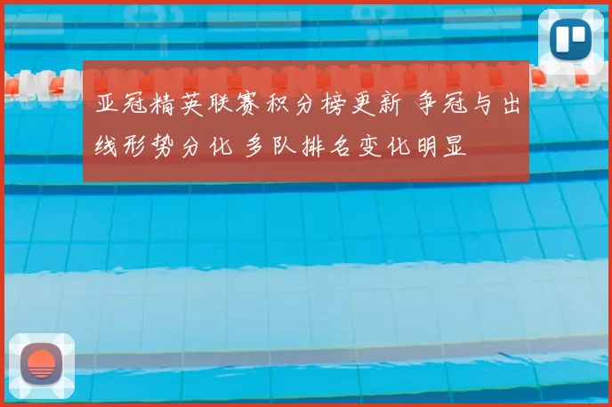 亚冠精英联赛积分榜更新 争冠与出线形势分化 多队排名变化明显