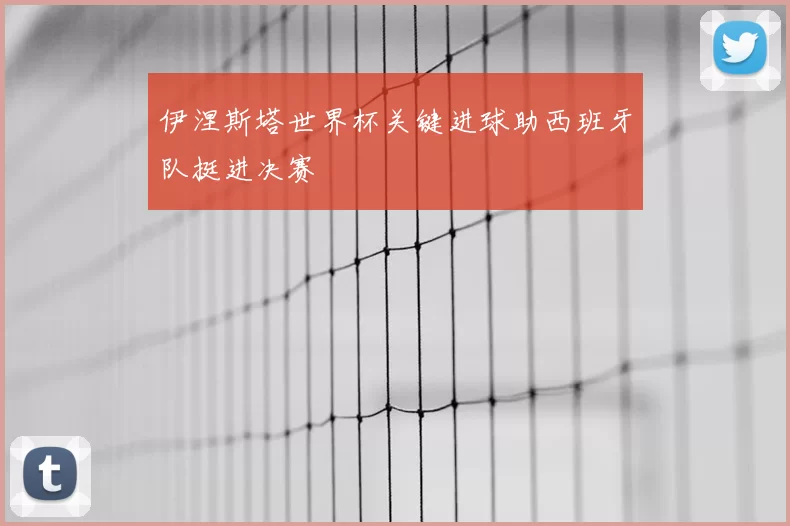 伊涅斯塔世界杯关键进球助西班牙队挺进决赛